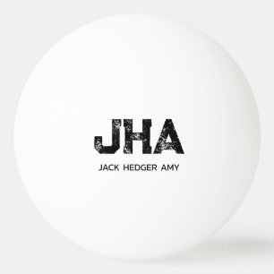 MINIMALISTISCHE ZWARTE DRIELITTERIGE MONOGRAM NAAM PINGPONGBAL