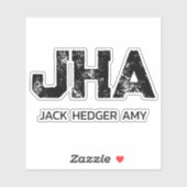 MINIMALISTISCHE ZWARTE DRIELITTERIGE MONOGRAM NAAM STICKER (Vel)