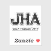 MINIMALISTISCHE ZWARTE DRIELITTERIGE MONOGRAM NAAM STICKER (Vel)