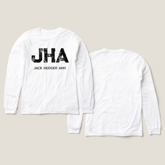 MINIMALISTISCHE ZWARTE DRIELITTERIGE MONOGRAM NAAM Tri-Blend SHIRT (Design voorkant /achterkant)