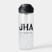 MINIMALISTISCHE ZWARTE DRIELITTERIGE MONOGRAM NAAM WATERFLES (Achterkant)