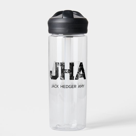 MINIMALISTISCHE ZWARTE DRIELITTERIGE MONOGRAM NAAM WATERFLES (Voorkant)