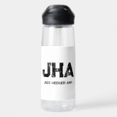 MINIMALISTISCHE ZWARTE DRIELITTERIGE MONOGRAM NAAM WATERFLES (Achterkant)