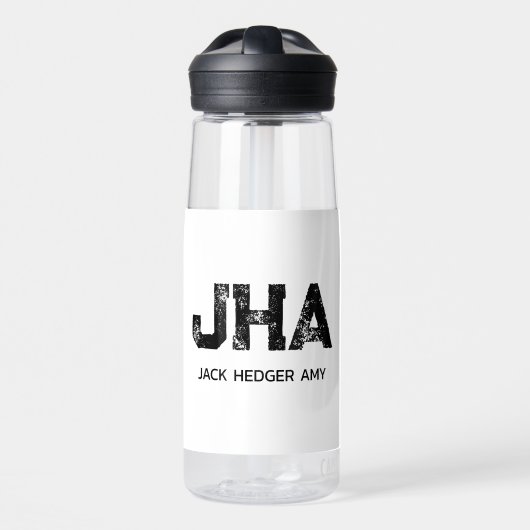 MINIMALISTISCHE ZWARTE DRIELITTERIGE MONOGRAM NAAM WATERFLES (Voorkant)