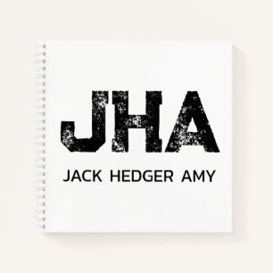 MINIMALISTISCHE ZWARTE DRIELITTERIGE MONOGRAMMENAA NOTITIEBOEK