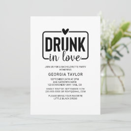 Minimalistische zwarte "Drink in de liefde" Bachel Kaart