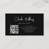 Minimalistische Zwarte Druppende Glitter QR-code E Visitekaartje (Achterkant)