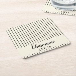 Minimalistische zwarte dunne strepen gepersonalise kartonnen onderzetters