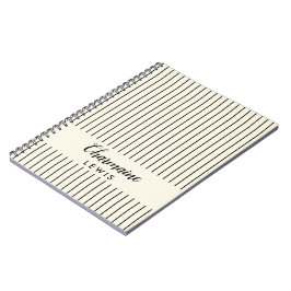 Minimalistische zwarte dunne strepen gepersonalise notitieboek