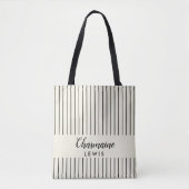 Minimalistische zwarte dunne strepen gepersonalise tote bag (Voorkant)