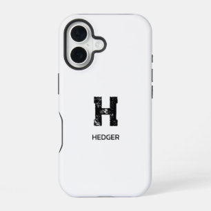 MINIMALISTISCHE ZWARTE EEN LETTER MONOGRAM NAAM WI iPhone 16 HOESJE