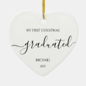 Minimalistische Zwarte Eerste Kerst Gradueert Keramisch Ornament (Voorkant)