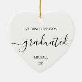 Minimalistische Zwarte Eerste Kerst Gradueert Keramisch Ornament (Achterkant)