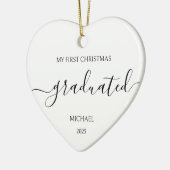 Minimalistische Zwarte Eerste Kerst Gradueert Keramisch Ornament (Links)