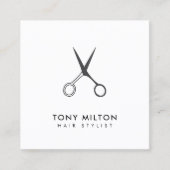 Minimalistische zwarte Elegant-schaar Haarstylist Vierkante Visitekaartje (Voorkant)