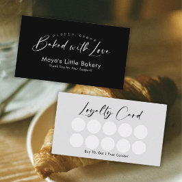 Minimalistische Zwarte Elegante Script Bakkerij Lo Visitekaartje