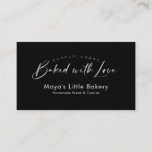 Minimalistische Zwarte Elegante Script Bakkerij Visitekaartje (Voorkant)