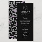 Minimalistische Zwarte Elegante Trouwdiner Menu (Voorkant / Achterkant)