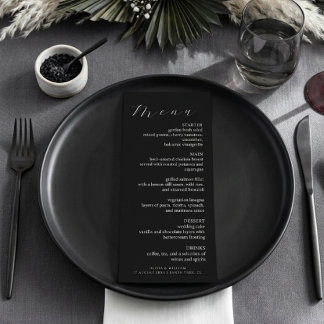 Minimalistische Zwarte Elegante Trouwdiner Menu
