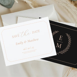 Minimalistische Zwarte En Blush Huwelijk Save The Aankondigingskaart