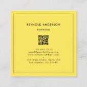 Minimalistische zwarte en gele strepen QR-code bak Vierkante Visitekaartje (Achterkant)