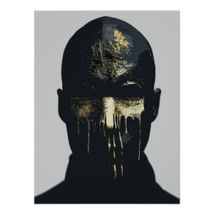 Minimalistische Zwarte en Gouden Abstracte Portret Perfect Poster