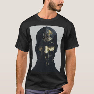 Minimalistische Zwarte en Gouden Abstracte Portret T-shirt