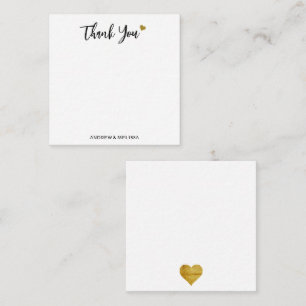 Minimalistische Zwarte En Gouden Hart Trouw Dank J Notitiekaartje