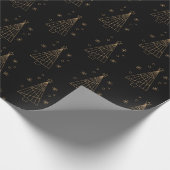 Minimalistische zwarte en gouden kerstboom cadeaupapier (Hoek)