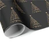 Minimalistische zwarte en gouden kerstboom cadeaupapier (Rol Hoek)