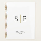 Minimalistische zwarte en gouden monogram 2023 pla planner (Voorkant)