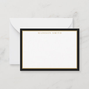 Minimalistische Zwarte en Gouden Monogram Notitiekaartje