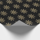 Minimalistische zwarte en gouden sneeuwvlokken Ker Cadeaupapier (Hoek)