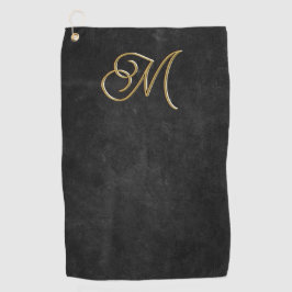 Minimalistische zwarte en gouden vintage luxe mono golfhanddoek
