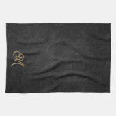 Minimalistische zwarte en gouden vintage luxe mono theedoek (Horizontaal)