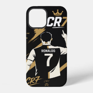 Minimalistische zwarte en gouden voetbal nummer 7 iPhone 12 hoesje