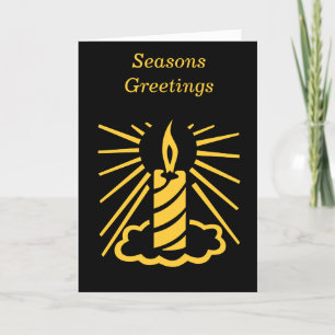 minimalistische zwarte en goudkaars voor kerstmis feestdagen kaart