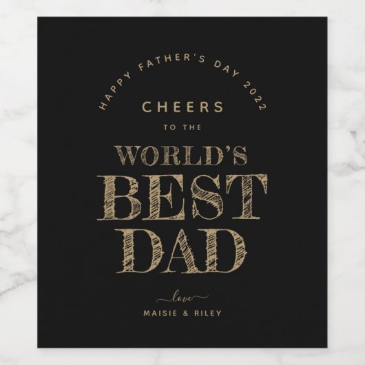 Minimalistische zwarte en goudkoorts 's Werelds be Wijn Etiket (Enkel label)