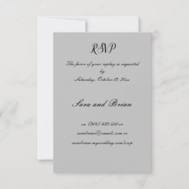 Minimalistische zwarte en grijze antwoordkaart voo RSVP kaartje