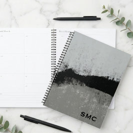 Minimalistische zwarte en grijze geborstelde abstr planner