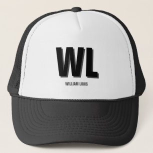 Minimalistische zwarte en grijze gepersonaliseerde trucker pet