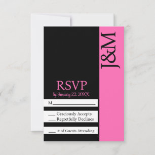 Minimalistische zwarte en hete roze magenta RSVP k Kaartje