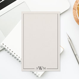 Minimalistische zwarte en ivoorkleurige drieletter briefpapier