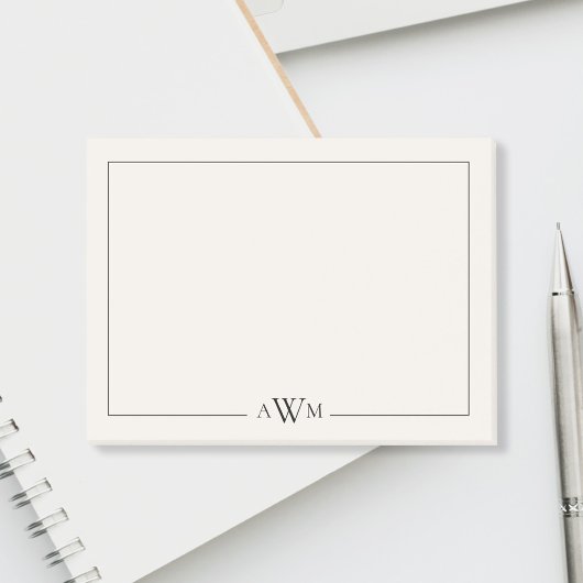 Minimalistische zwarte en ivoorkleurige drieletter post-it® notes