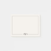 Minimalistische zwarte en ivoorkleurige drieletter post-it® notes (Voorkant)