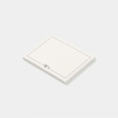 Minimalistische zwarte en ivoorkleurige drieletter post-it® notes (Schuin)