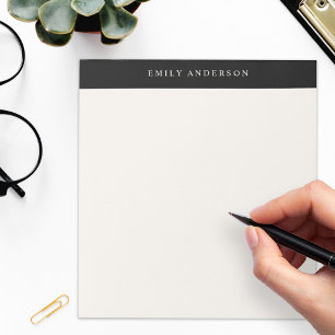 Minimalistische Zwarte en Ivoren Elegante Monogram Notitieblok