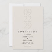 Minimalistische zwarte en ivoren moderne bruiloft save the date (Voorkant)