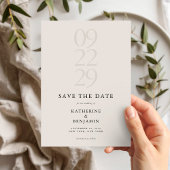 Minimalistische zwarte en ivoren moderne bruiloft save the date