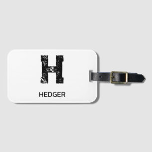 MINIMALISTISCHE ZWARTE EN LETTER MONOGRAM NAAM WIT BAGAGELABEL